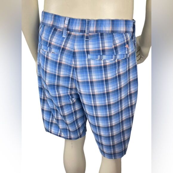 Tommy Bahama Blue Plaid Flat Front Bermuda Shorts Size 34 Like New Condition - Picture 6 of 9